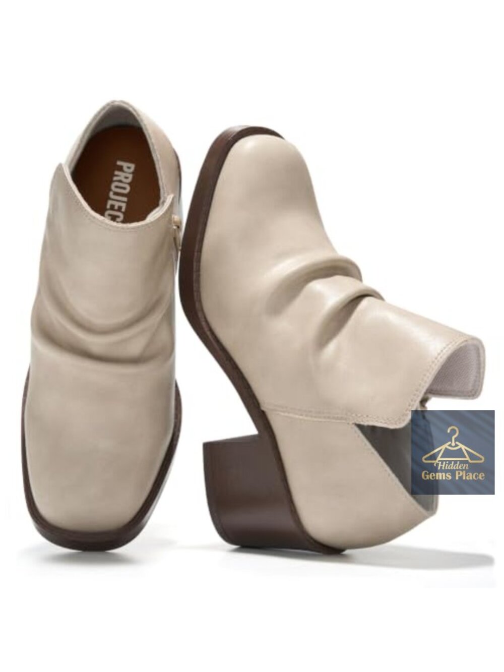 Genuine Leather Slouchy Ankle Booties Women's 2.56" Block Heel Boots